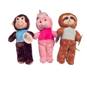 Personalize Soft Plush Set MONKEY UNICORN SLOTH 11" Gift Fuzzy Y2K
